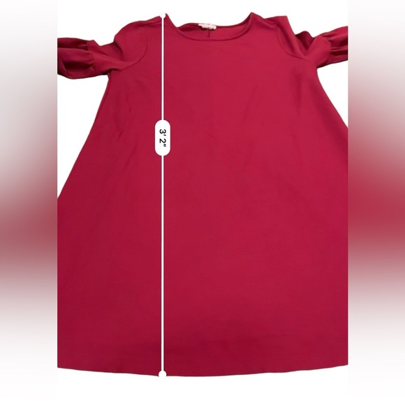 Ingrid & Isabel Maternity Red Flutter 3/4 Sleeve Round Neck Mini Shift Dress M - Picture 16 of 16